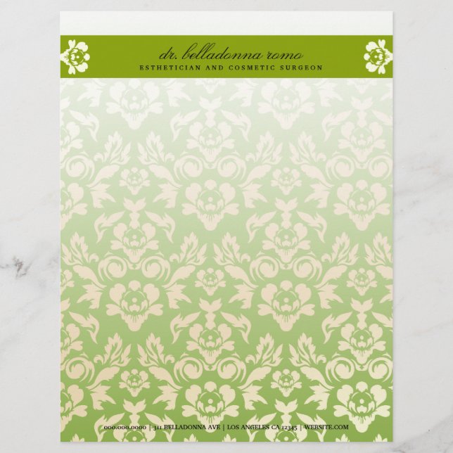 311-Belladonna Damask Lime Letterhead (Front)