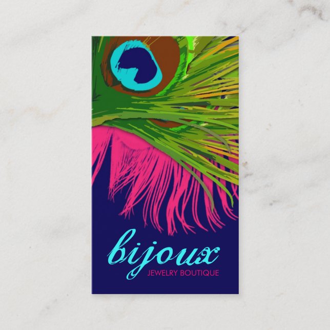 311-Bijoux Peacock | Hot Pink Business Card (Front)