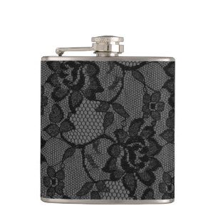 311 Black & Grey Lace Girly Flask