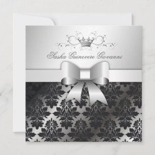 311-Blackberry Truffle Damask Bow   Sweet 16 Invitation