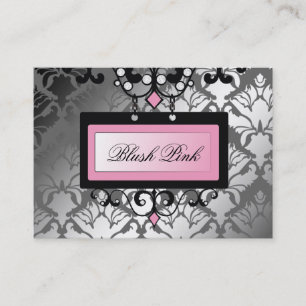 311 Blush Pink Boutique Sign Damask Shimmer Storm Business Card