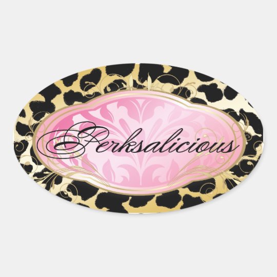 311 Bodacious Boutique Golden Leopard Spots Oval Sticker