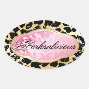 311 Bodacious Boutique Golden Leopard Spots Oval Sticker