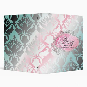 311 Bodacious Damask Shimmer Turq Pink Binder