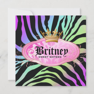 311 Bodacious Zebra Amethyst Rainbow Invitation
