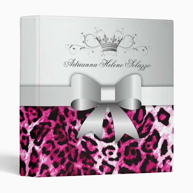 311-Bow-licious Hot Pink Leopard Binder (Front/Spine)