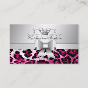 311 Bow-licious Hot Pink Leopard Business Card