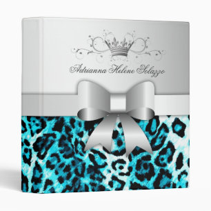 311-Bow-licious Leopard Turquoise Binder