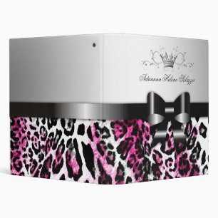 311-Bow-licious Pink Black Leopard Binder