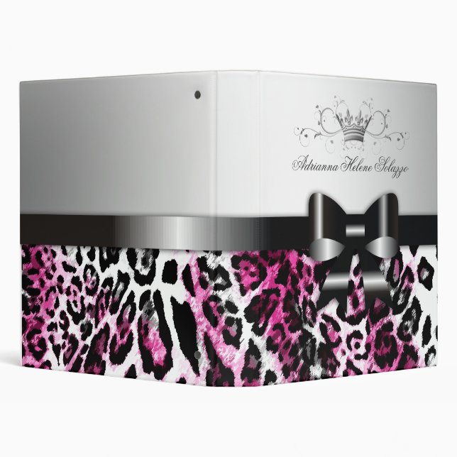 311-Bow-licious Pink Black Leopard Binder (Background)