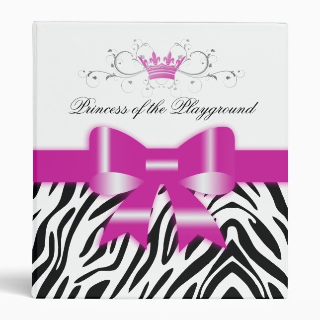 311 Bow-Licious Zebra Black, White & Pink Binder (Front)