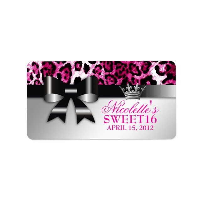 311 Bowlicious Hot Pink Leopard Address Label (Front)