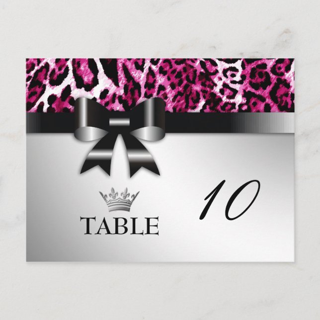 311 Bowlicious Hot Pink Leopard Table Card (Front)