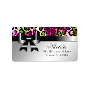 311 Bowlicious Hot Pink Lime Leopard Address Label
