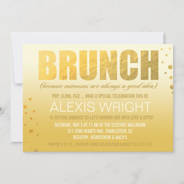 311 Brunch Because Mimosa Orange Ombre Invitation (Front)