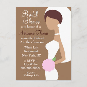 311-BRUNETTE BRIDE SHOWER INVITATION POSTCARD