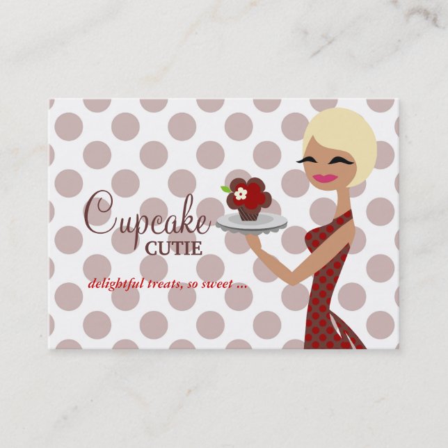311 Candie Cupcake Blonde Bob Red Business Card (Front)