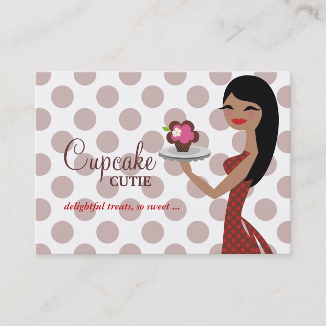 311 Candie Cupcake Cutie Red Straight Black Hair Business Card (Front)