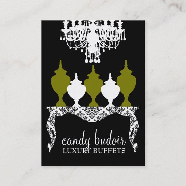 311 Candy Budoir Rococo Olive Green Business Card (Front)