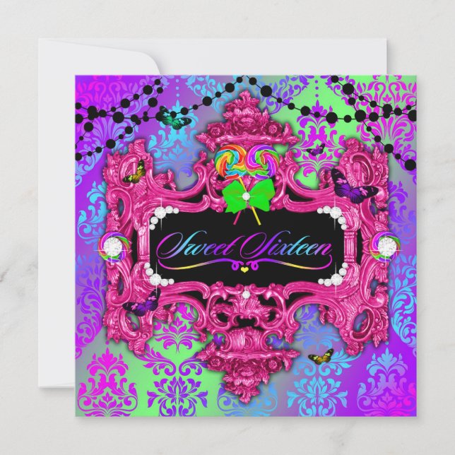 311 Candy Wonderland Pink Sweet 16 Invitation (Front)