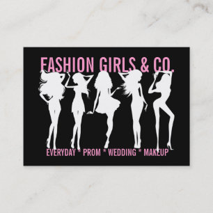 311 Chic Fashion Girls Silhouettes Black Pink Business Card
