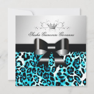 311- Chic Hot Beach Leopard Bow Sweet 16 Invitation