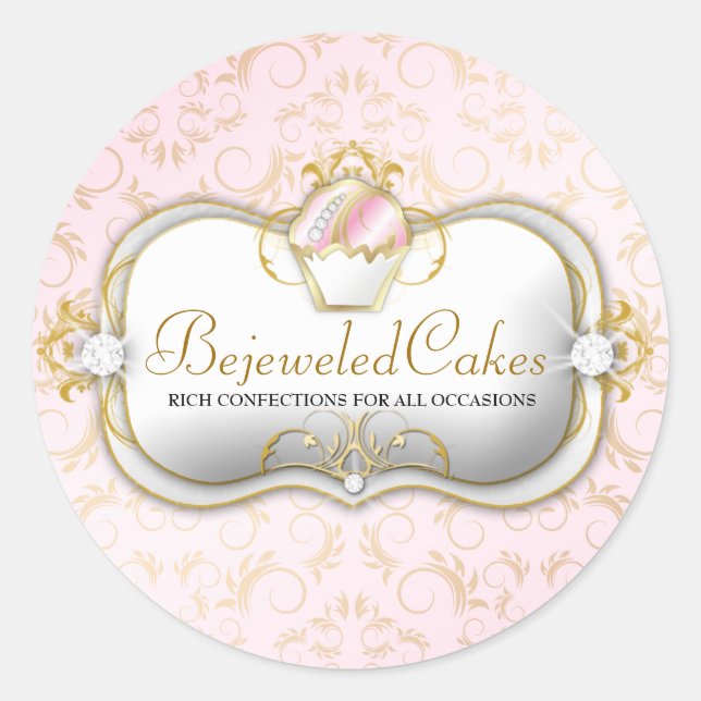 311 Ciao Bella Bejeweled Cakes | Pink Background Classic Round Sticker (Front)