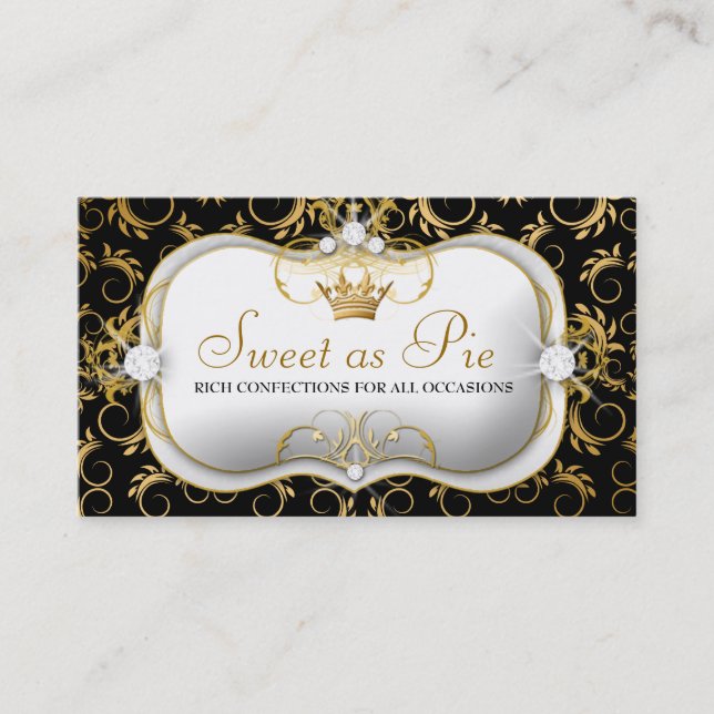 311-Ciao Bella Golden Divine Rich Black Business Card (Front)