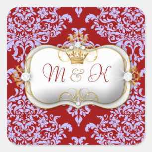311 Ciao Bella & Lovey Dovey Damask Red Purple Square Sticker