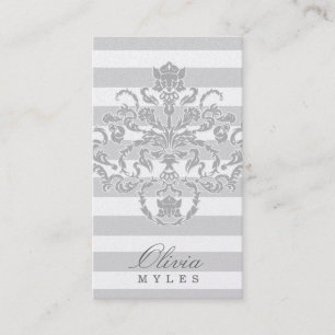 311-Classic Grey Nautical Mile Silver Metallic Business Card