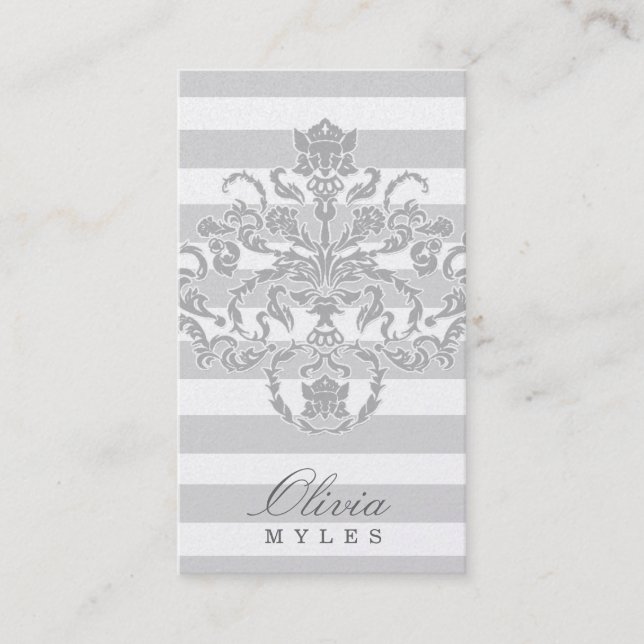 311-Classic Grey Nautical Mile Silver Metallic Business Card (Front)