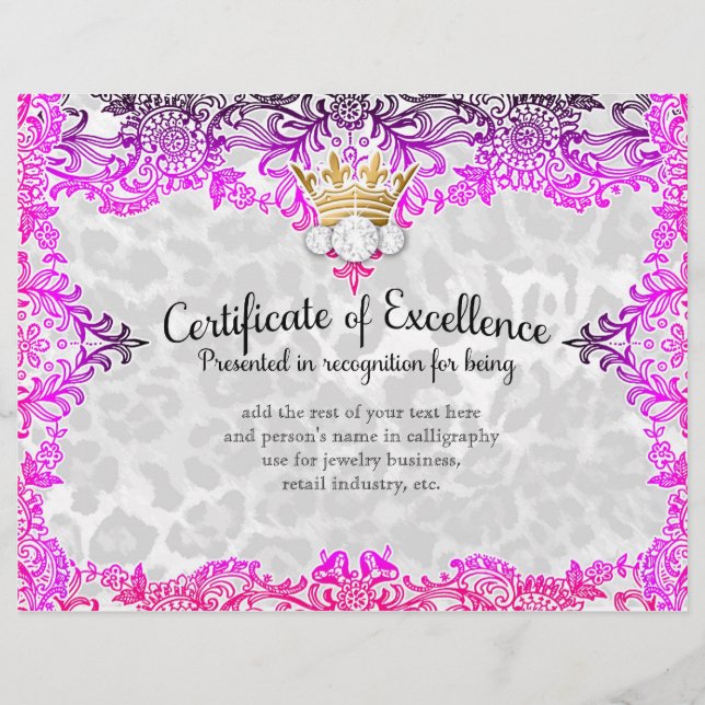 311 Crowning Certificate in Multi Coloured Lace (Front)