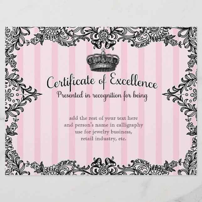 311 Crowning Certificate in Vintage Boutique Style (Front)