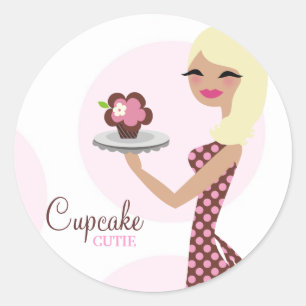 311-Cupcake Cutie Light Blonde Wavy 31Sticker Classic Round Sticker