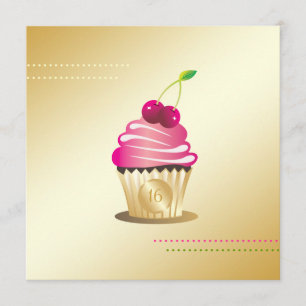 311-Cupcake Paradise Monogram Sweet Sixteen Invitation