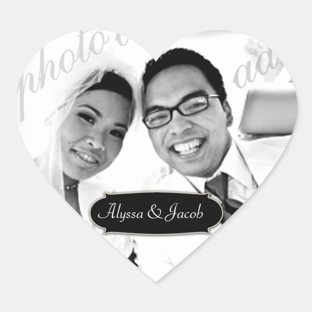 311-Customizable Heart Photo Sticker w/ Name Plate (Front)