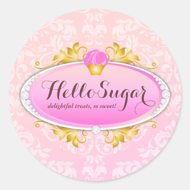 311 Customizable Hello Sugar Bakery Classic Round Sticker (Front)