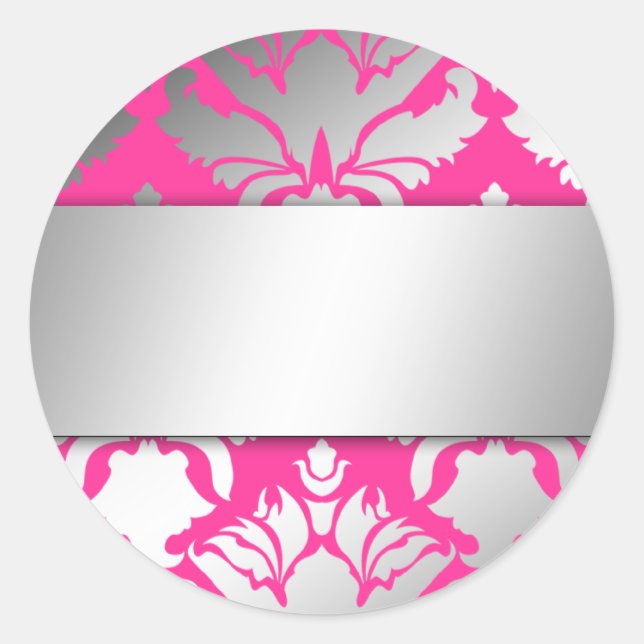 311-Damask Shimmer Pink Flame Sticker (Front)