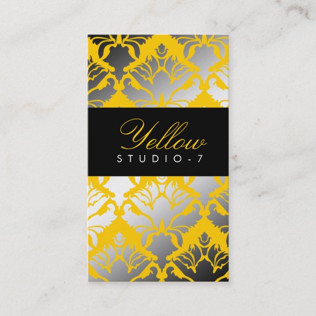 311-Damask Shimmer Yellow Jacket Business Card (Front)
