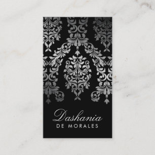 311 Dashing Damask Faux Silver Business Card