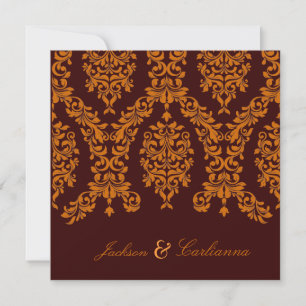 311 Dashing Damask Fresh Orange 5.25x5.25 Invitation