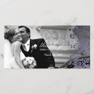 311 Dashing Damask Hydrangea Purple Thank You Card