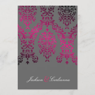 311-Dashing Damask Night Magenta Dark Grey Invitation