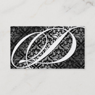 311-Dazzle Me Damask - D Monogram Black Business Card