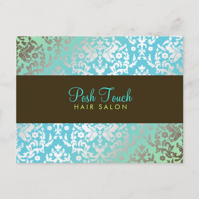 311 Dazzling Damask Carte postale Turquoise & Lime (Devant)