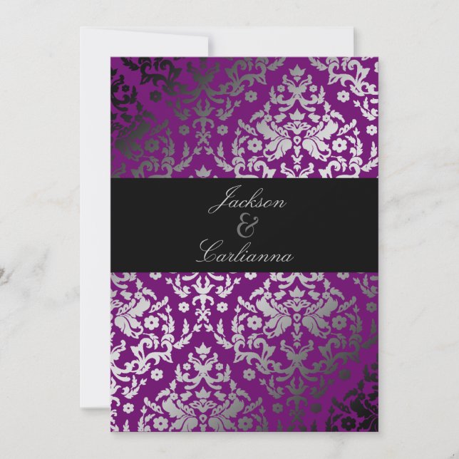 311-Dazzling Damask Extraordinary Purple Invitation (Front)