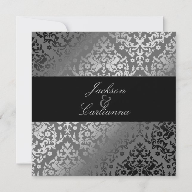 311 Dazzling Damask Grey Invitation (Front)