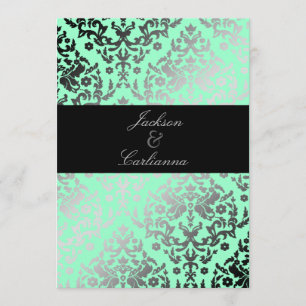 311 Dazzling Damask Mint Invitation