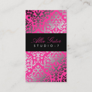 311-Dazzling Damask Pink Flame_Plain Back Business Card