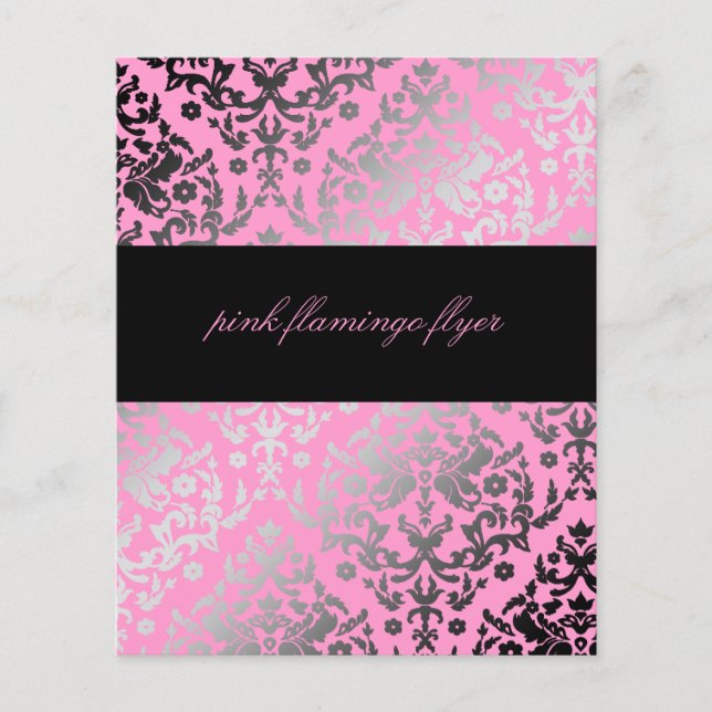 311-Dazzling Damask Pink Flamingo Flyer (Front)